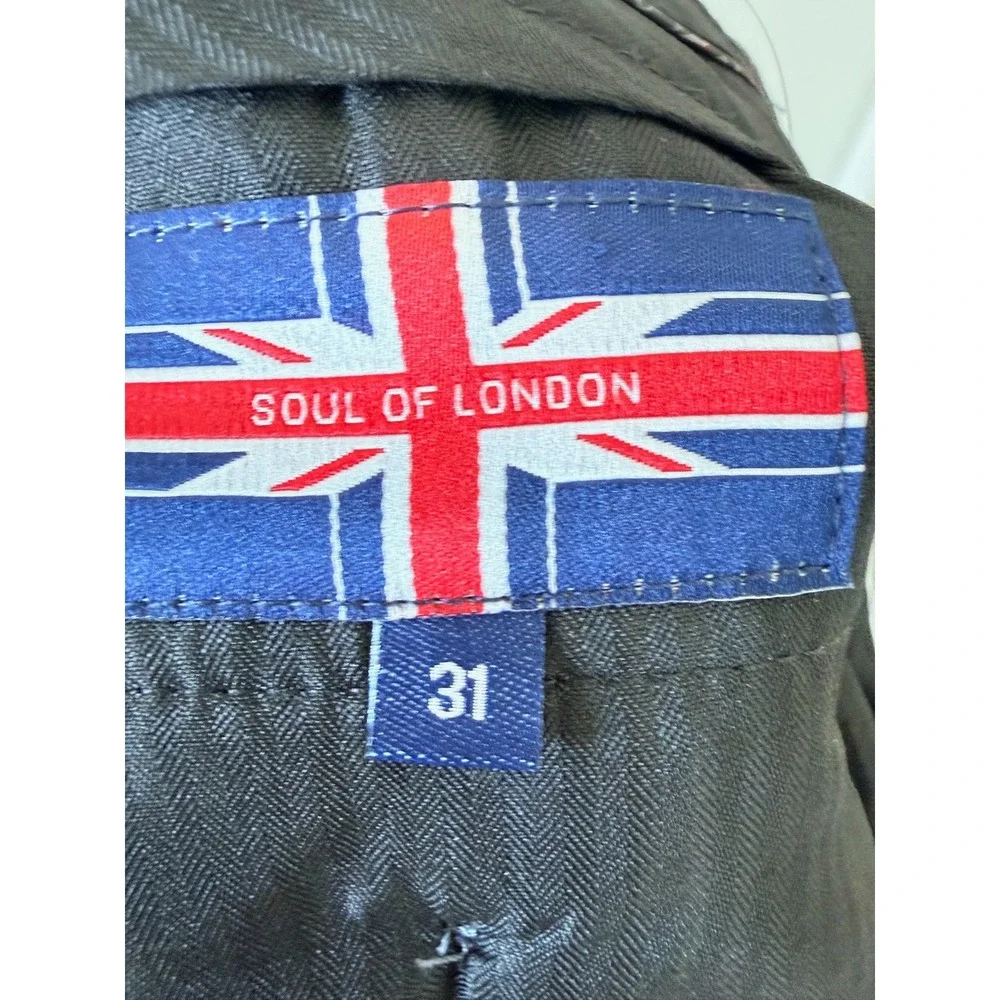 Soul of London Mens Grey Micro Pattern Slim Fit Dress Pants 31x34 SOSU232123 NEW